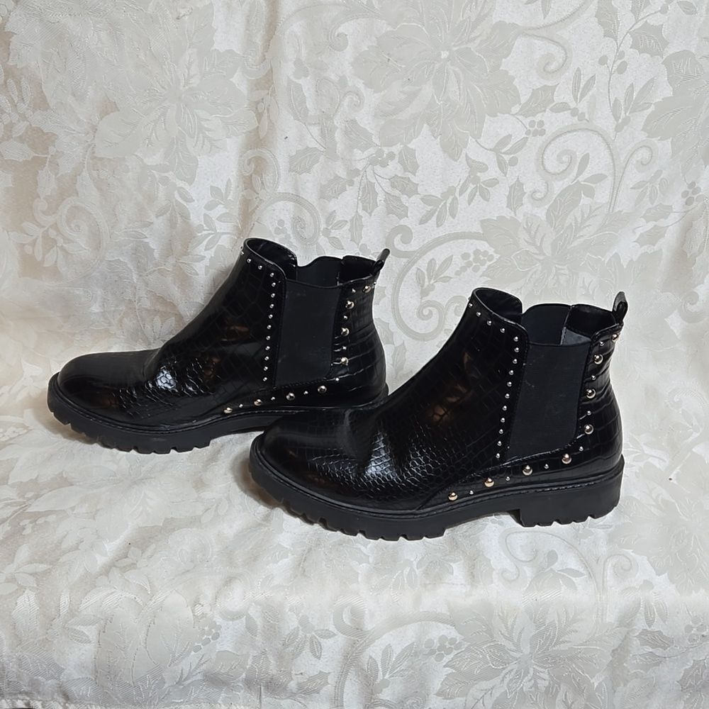 Charles by Charles David Faux Leather Reptile Studded Boots - Picture 4 of 8